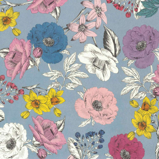 Mixed Spring Flowers Print Italian Paper ~ Tassotti